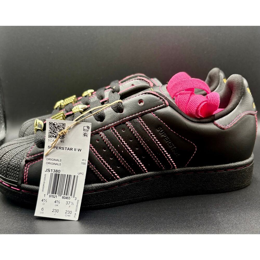 NIB - Sz. 6 - Woman's Adidas Superstar II - Black/Pink Shoes - Picture 9 of 10